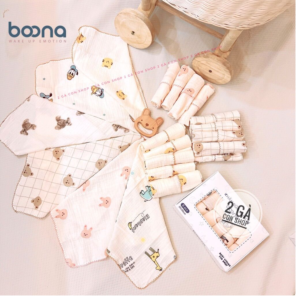 Khăn xô sữa aden Muslin Boona - sét 6 chiếc