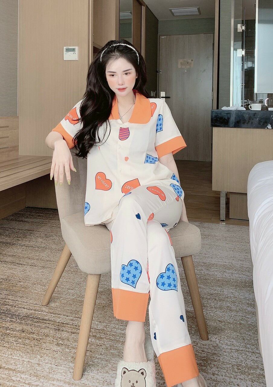 Bộ lụa Pijama lụa loại 1 chất mềm mịn, mát + Ảnh thật ,Bộ Lụa Mango Tay Ngắn