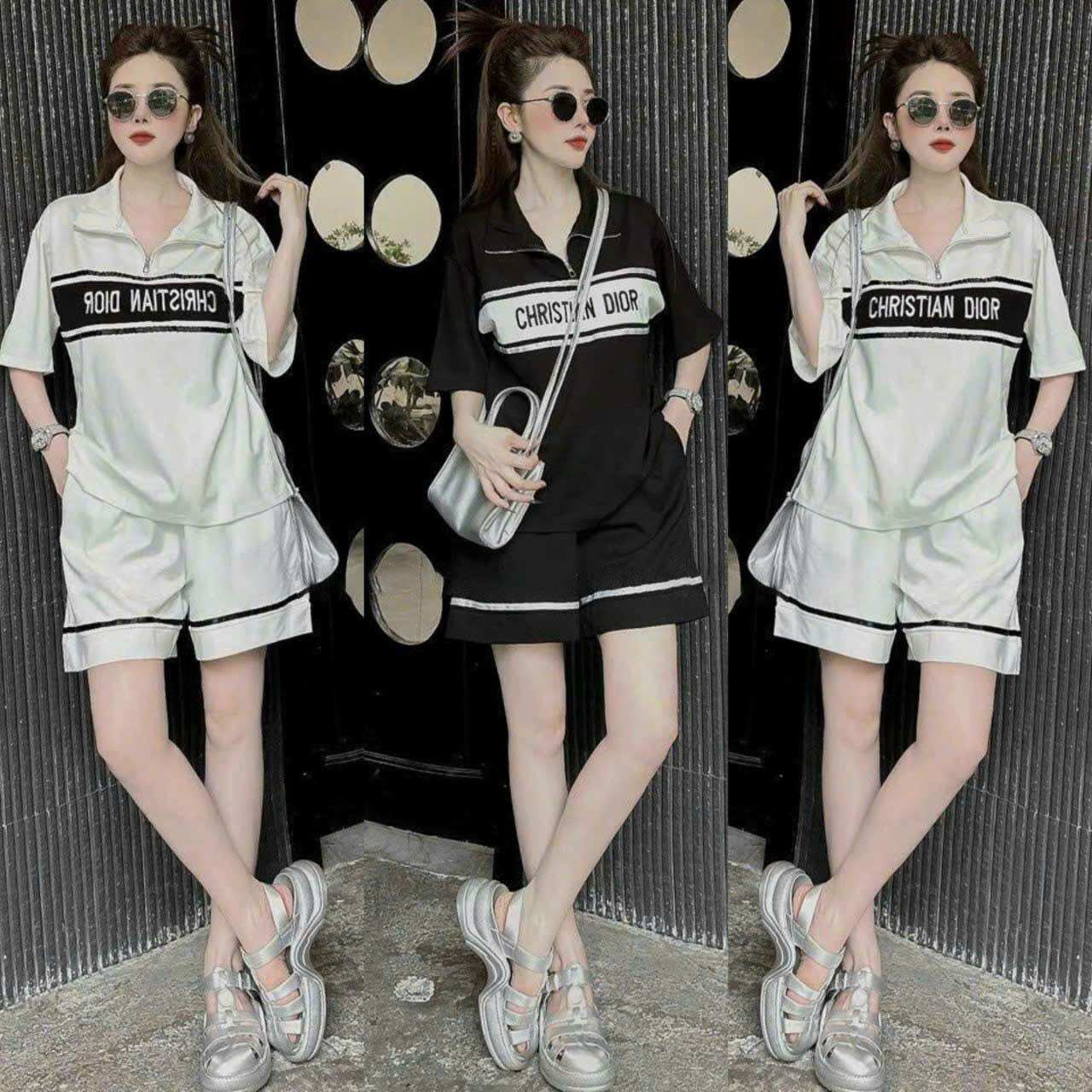 SÉT BỘ SHORT COTTON KÉO KHÓA THÊU CAO CẤP