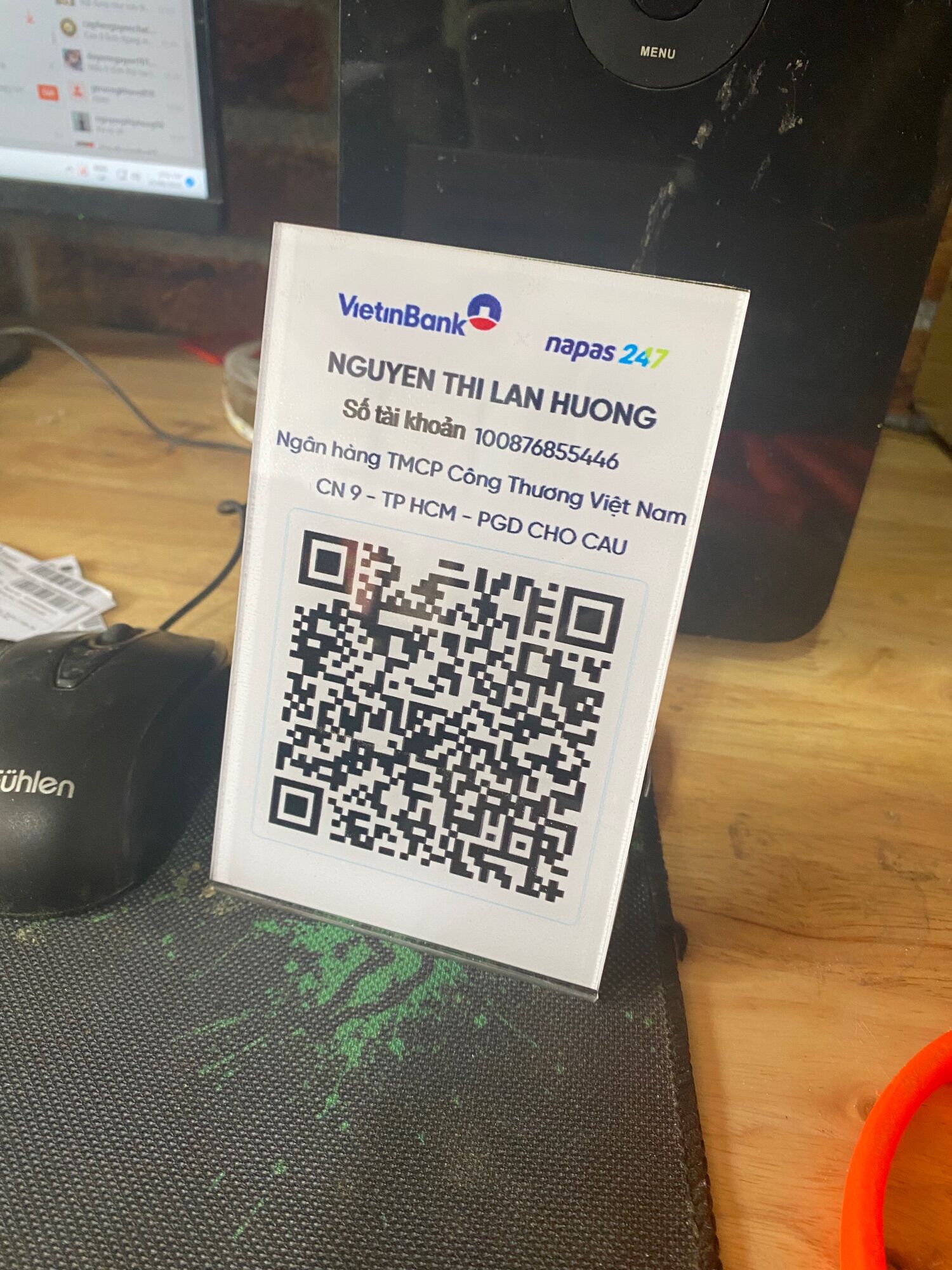Mã QR CODE để bàn bằng mica bền đẹp chất lượng cao cấp 10x18cm