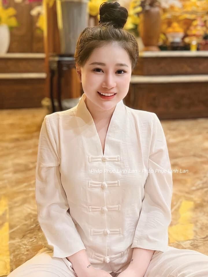 Đồ lam đi chùa nữ/ bộ lam đi chùa kiểu bài lai vải lụa hồng ngọc cao cấp