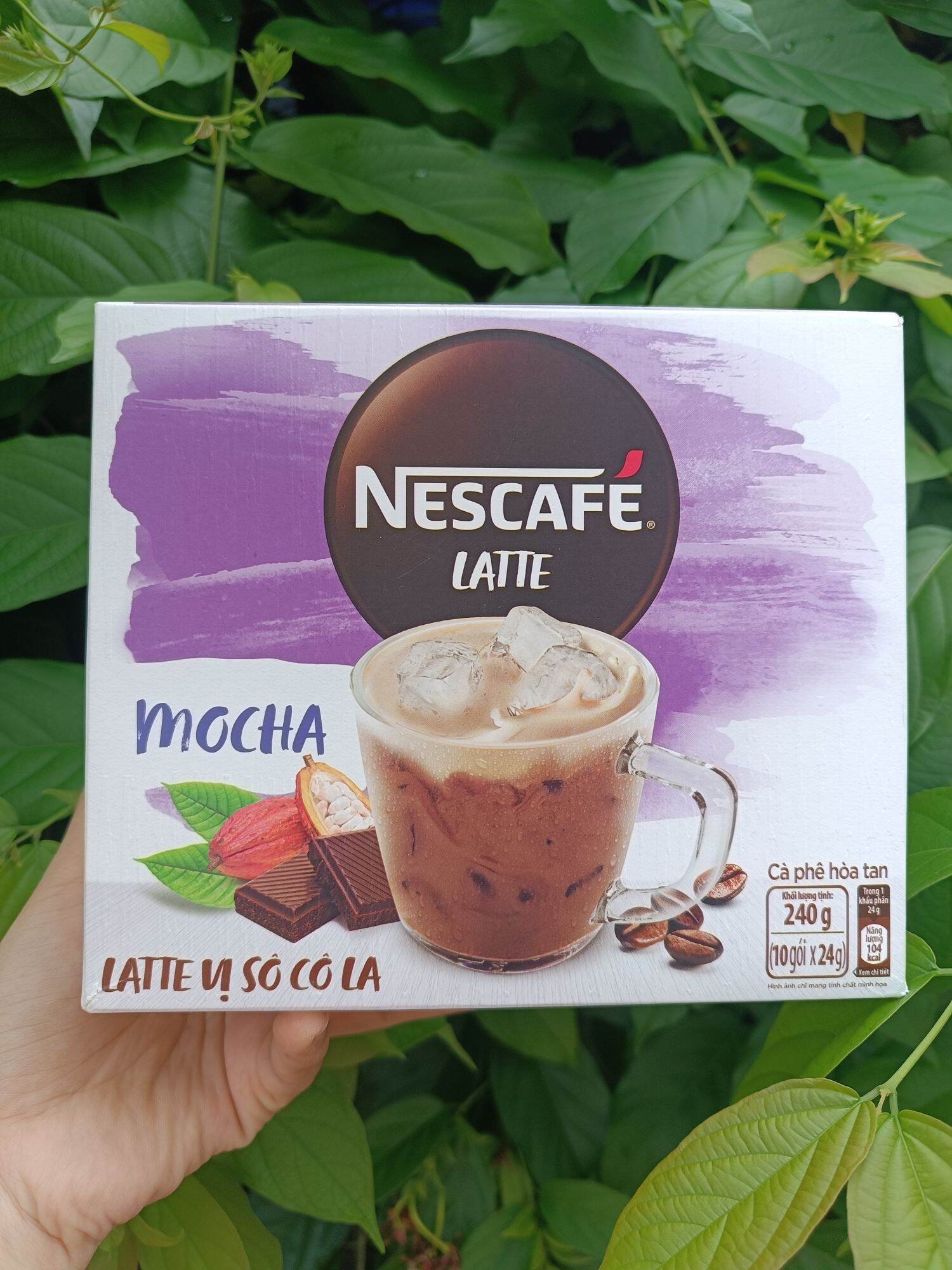 Cà phê hòa tan Nescafé Latte sữa hạt vị sôcôla _vị hạnh nhân_ hạt phỉ (Hộp 10 gói x 24g) date mới