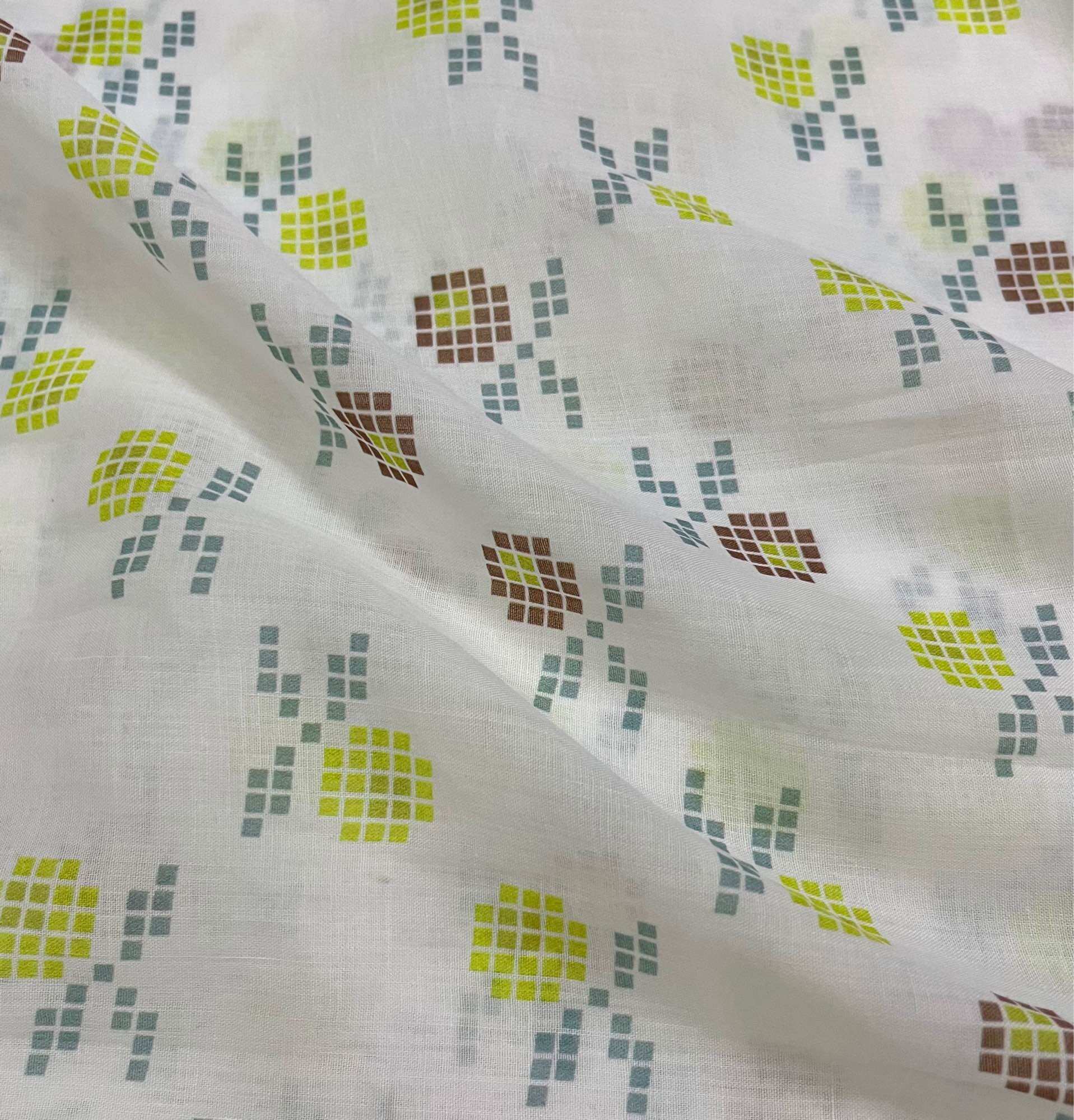 Vải linen sợi tơ in hoạ tiết mềm mướt đanh rũ mỏng nhẹ khổ 1m45