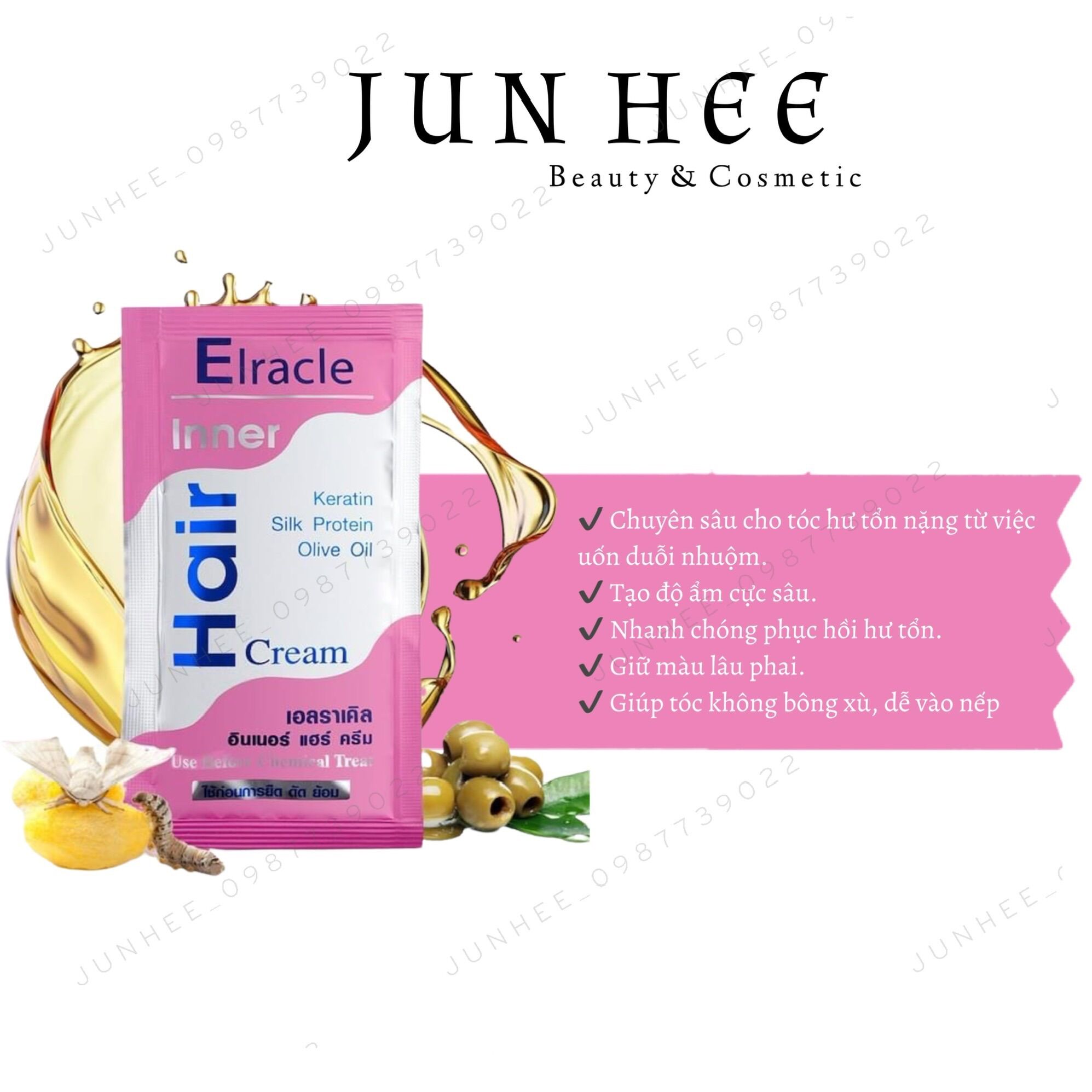 [ JUNHEE AUTH ] Combo 2 gói Ủ tóc Bio Elracle Inner Treatment hồng