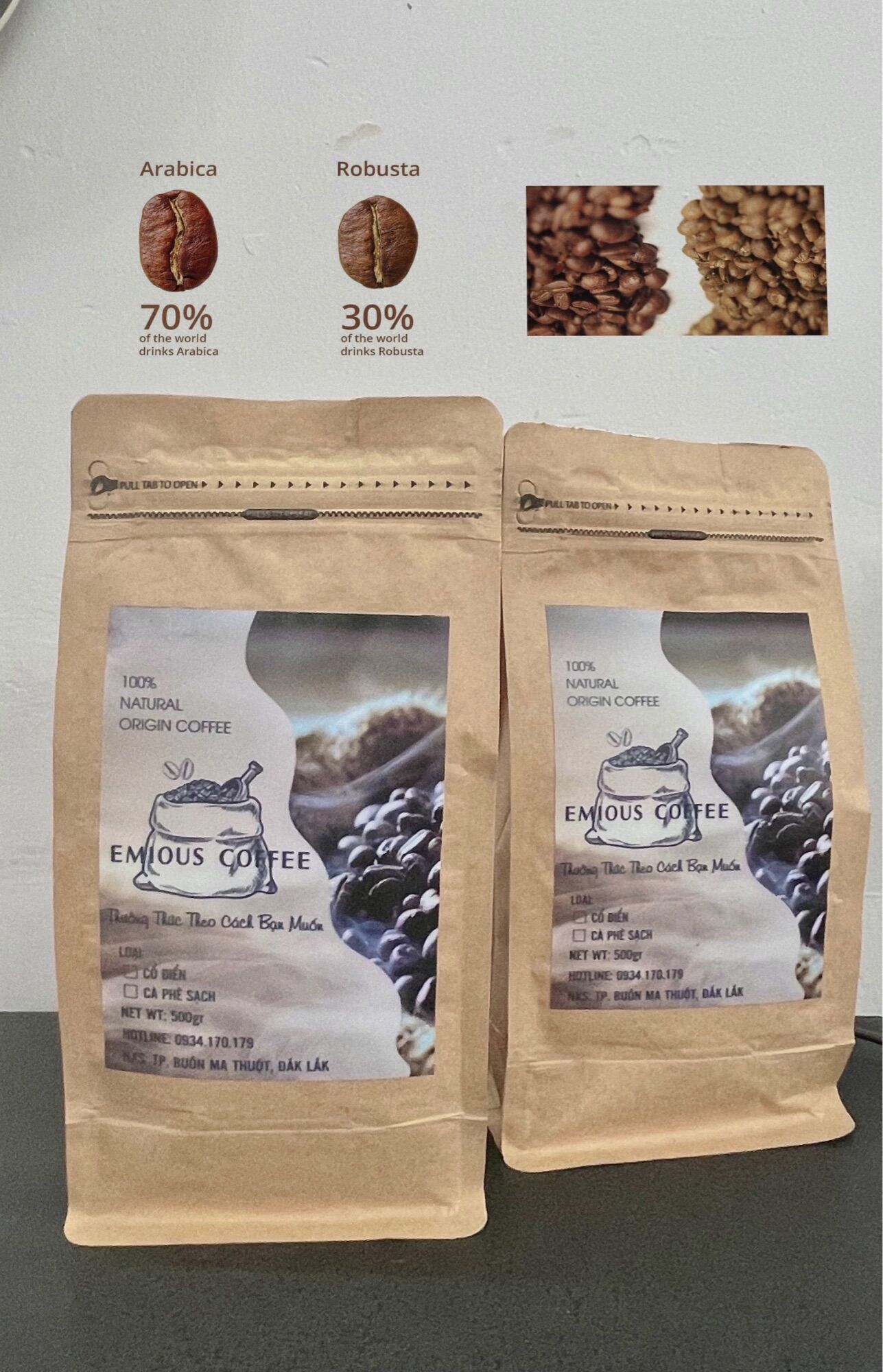 Combo cà phê buôn mê cao cấp, cà phê việt rang mộc thơm ngon tự nhiên
