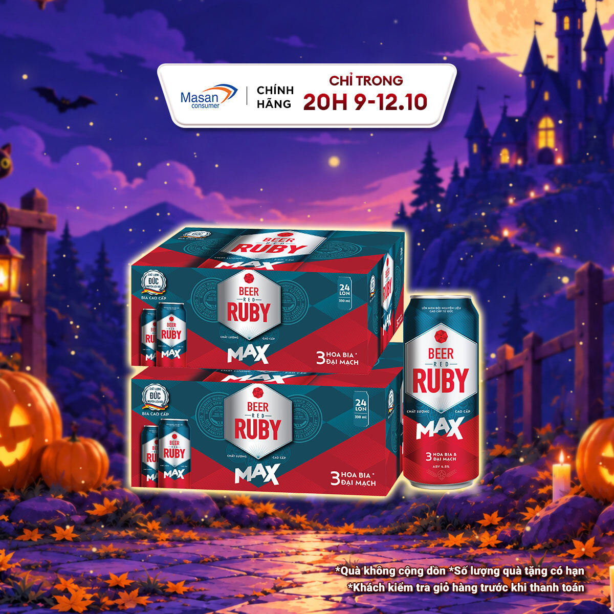Combo 2 Thùng Bia Red Ruby Max - 24 Lon x 330ML