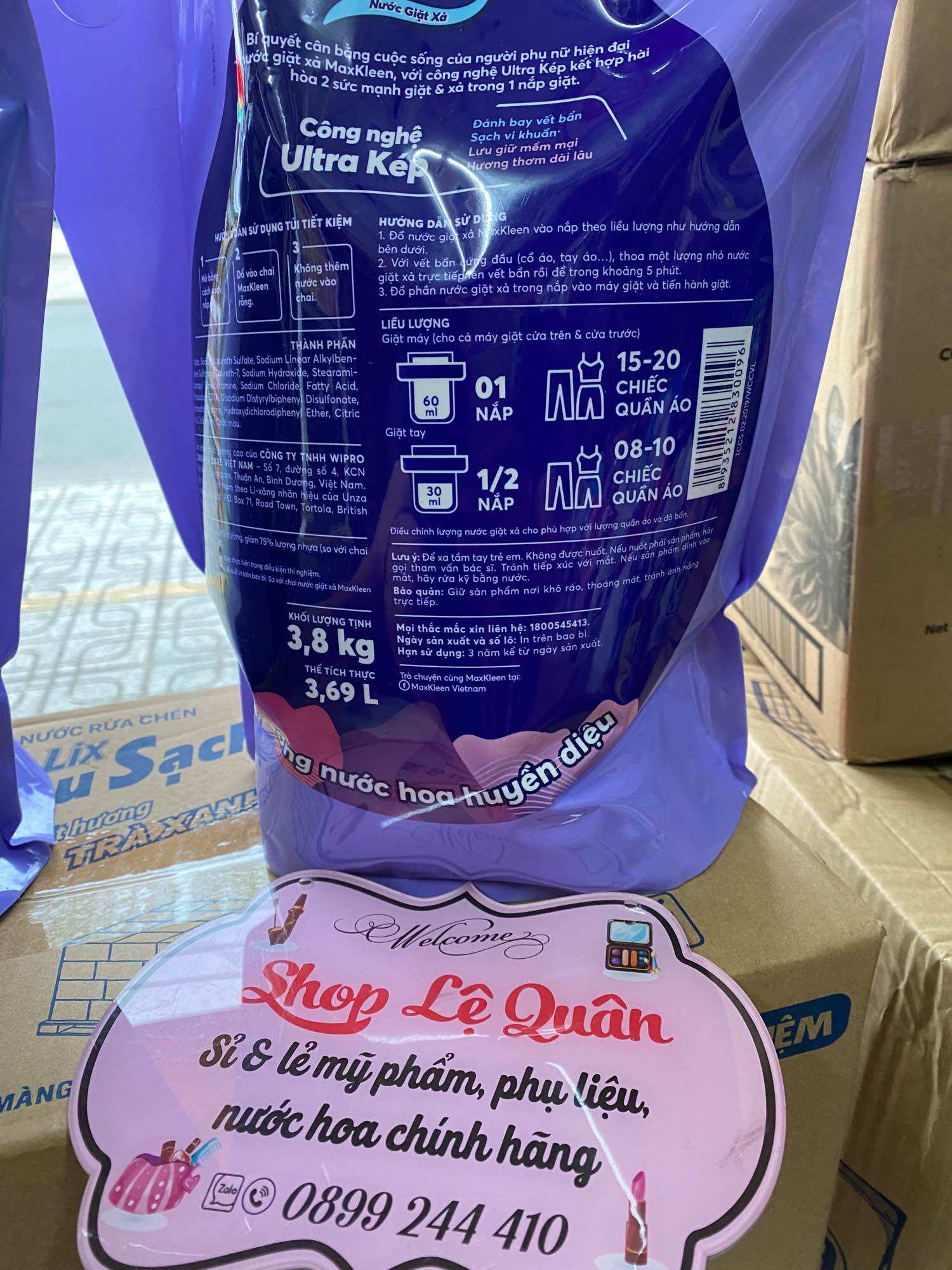 Túi Nước Giặt Xả Maxkleen 3.8kg (MỚI)