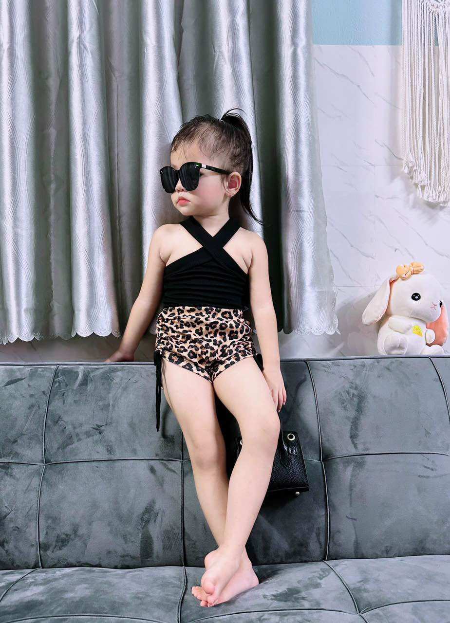 Set Quần Beo Xinh Bé Gái Cá Tính