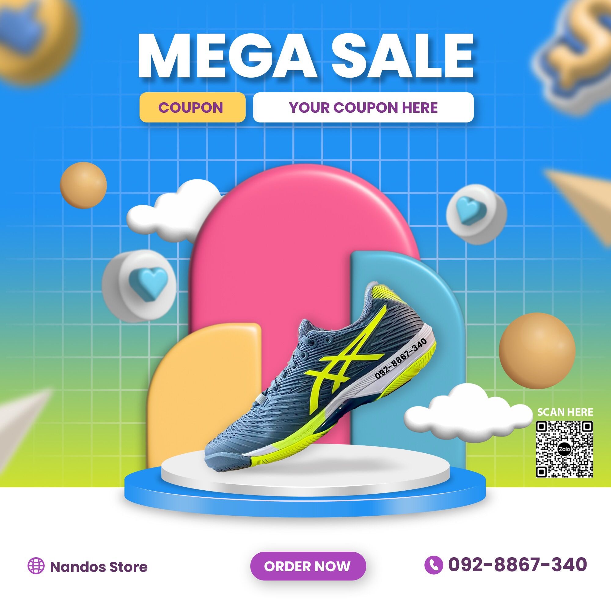 Giày tennis Asic Speed 2023 xám.chuối