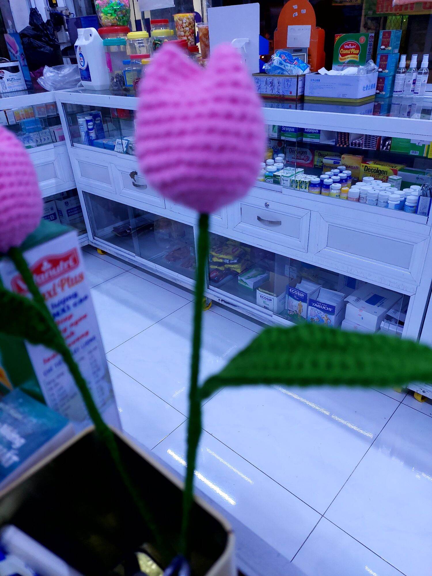Combo 5 bông hoa tulip bằng len