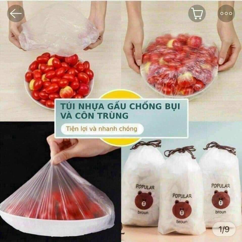 Sét 100 chiếc túi bọc thực phẩm gấu đa năng