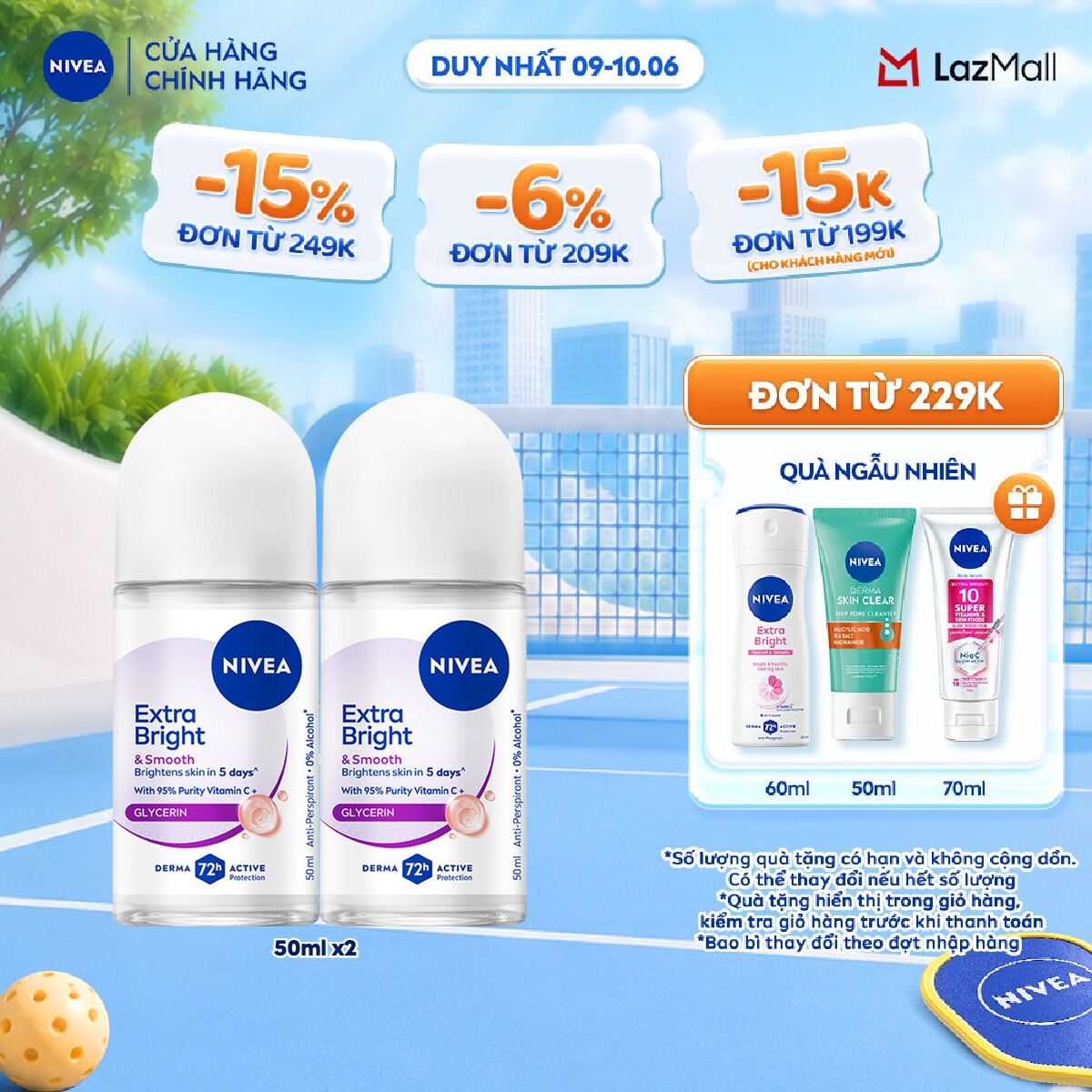 Bộ 2 Lăn Ngăn Mùi NIVEA Brightening  Smooth Dưỡng Trắng Se Khít Lỗ Chân Lông Vitamin C (50 ml) - 81644x2