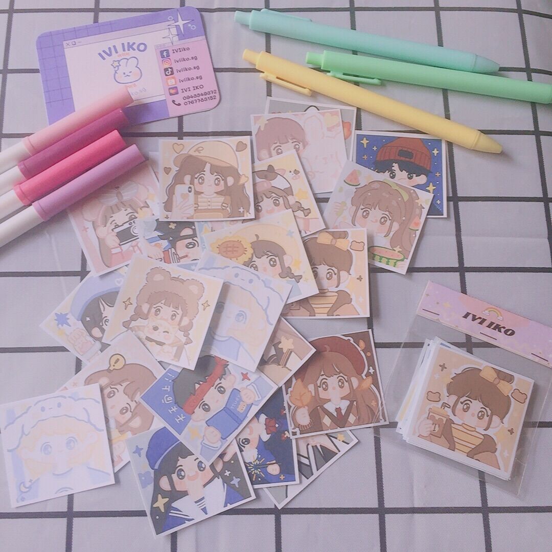 Set 24 sticker Avatar Cute (5x5cm) | IVI IKO