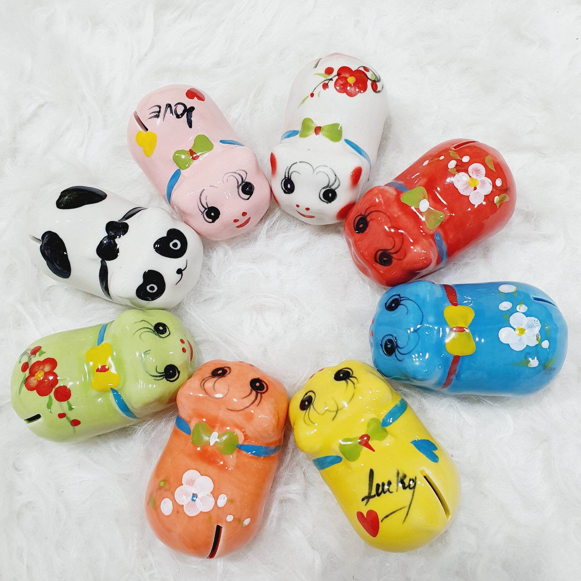 Lợn nơ sứ tiết kiệm size mini để bàn trang trí