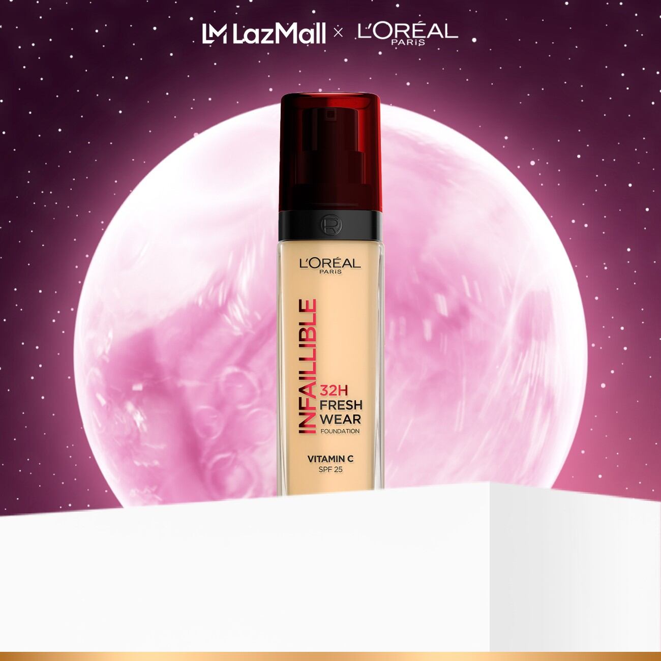 Kem nền che phủ bất bại 32H, tự nhiên như da thật L’Oréal Paris Infaillible 32H Foundation Vitamin C SPF 25 30Ml