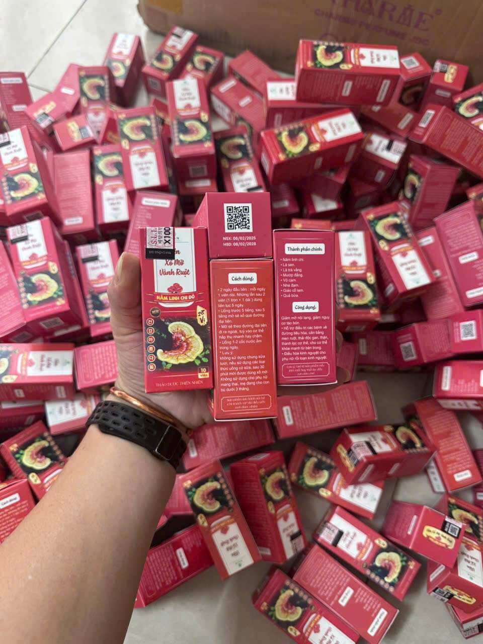 Viên xổ mỡ vành ruột Linh chi đỏ - tặng ( mẫu y hình )