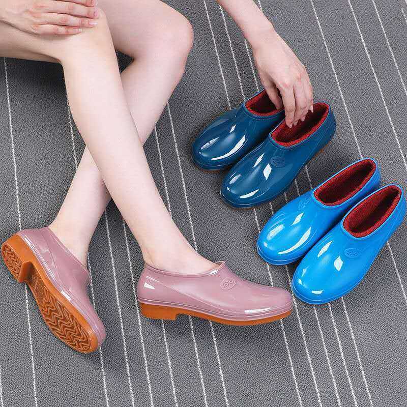 Giày Đi Mưa Cổ Thấp Bốn Mùa Giày Đi Nước Ống Ngắn Chống Trượt Nữ Bốt Đi