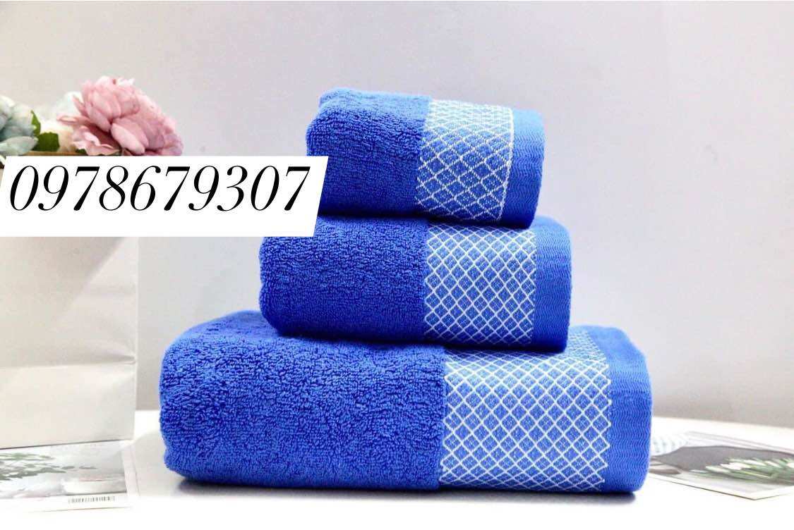 Khăn tắm , khăn lau đầu , khăn mặt cao cấp màu blue . khăn chất lượng cao . hàng cao cấp
