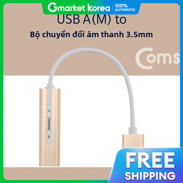 Coms | Tbz Coms USB Audio Converter External Sound Card Type a to 3.5mm Stereo 7.1 Channel Gold Bt329 Giá 832,500 Đồng*Miễn phí vận chuyển