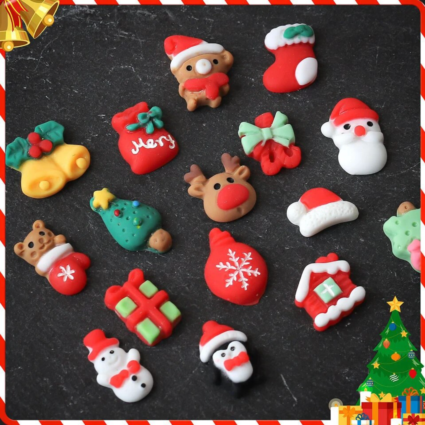 Phụ kiện nail charm bột Noel giáng sinh ( túi 14 cái đến 20 cái )