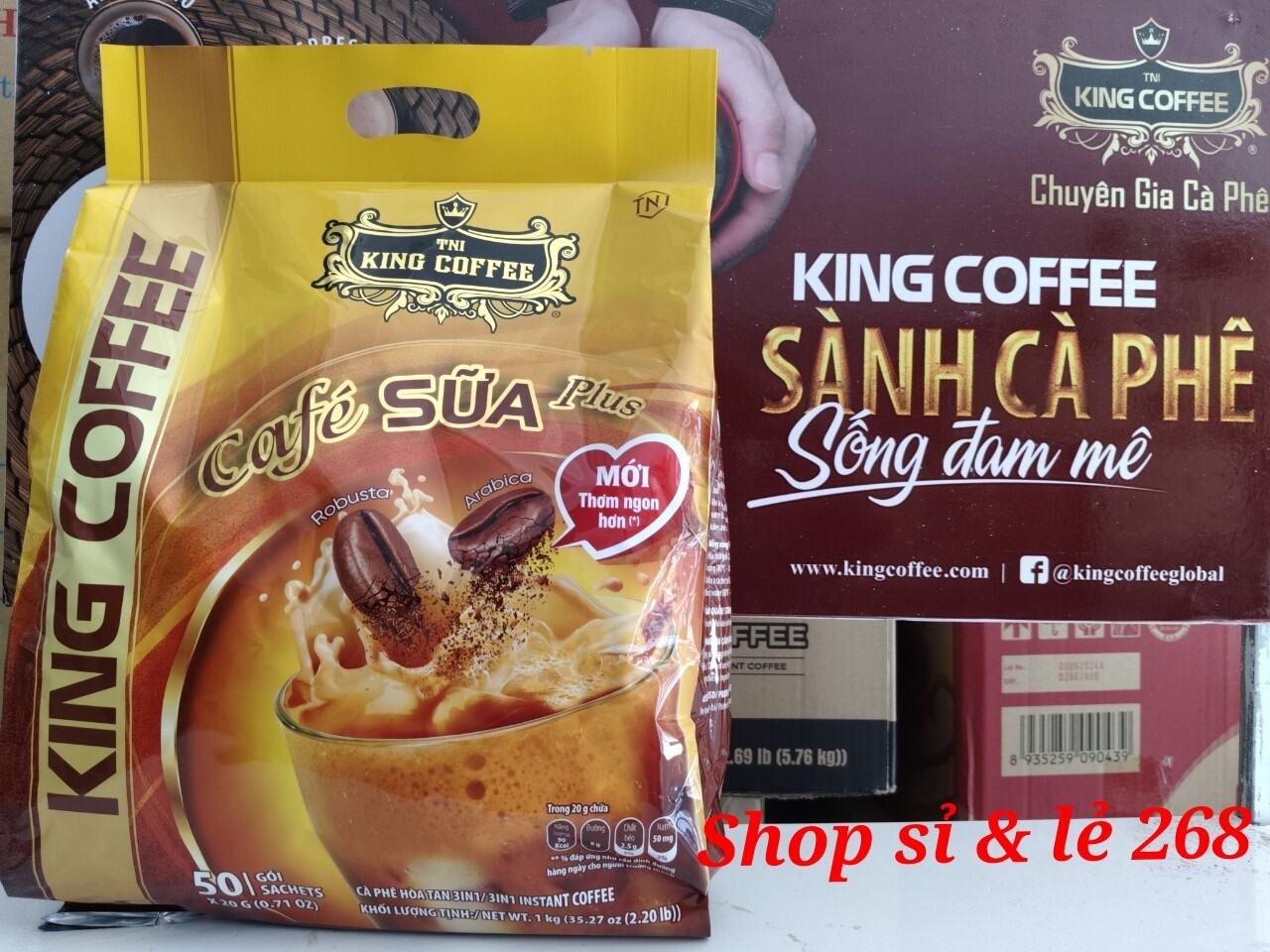 ( New) Cà Phê Sữa PLUS Hòa Tan 3 IN1 KING COFFEE- Túi 50 gói x 20g