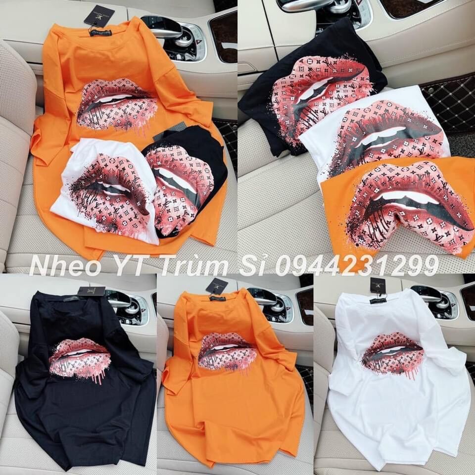 Áo phông thụng dấu quần in hình môi