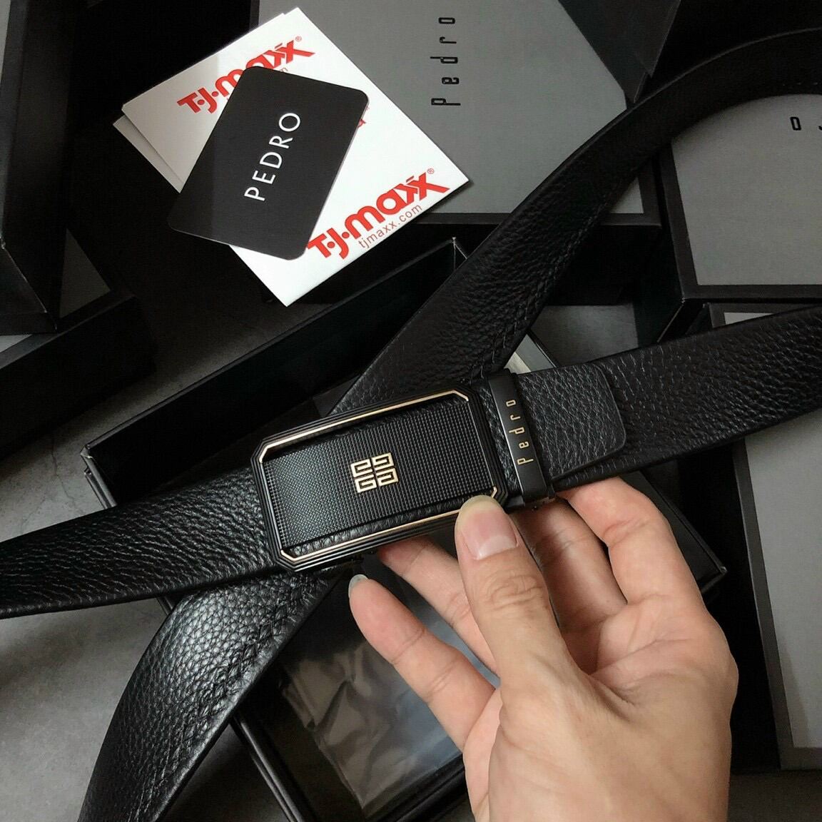 Thắt lưng da nam Pedro cao cấp sang trọng- da xịn- màu đen dày dặn bền đẹp công sở khoá kéo tự động