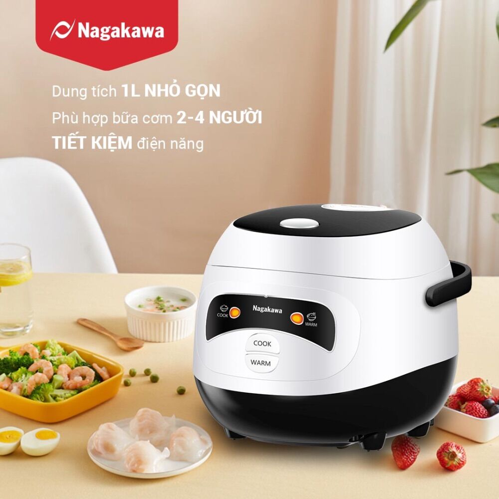 Nồi cơm điện 1 lit nagakawa nag0134 - 2 màu sắc lựa chọn