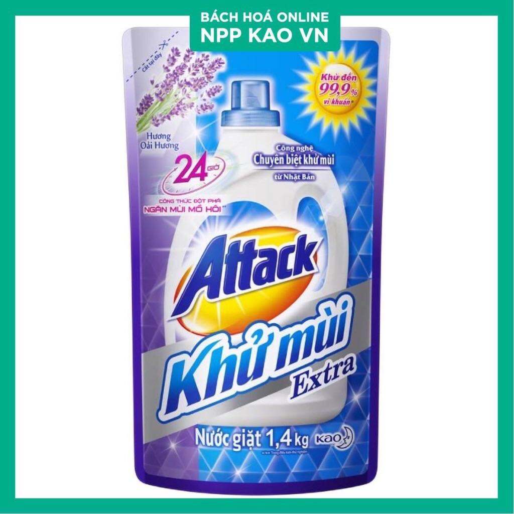 Nước Giặt Attack Khử Mùi Công Nghệ Nhật Bản Hương Lavender 1,4kg