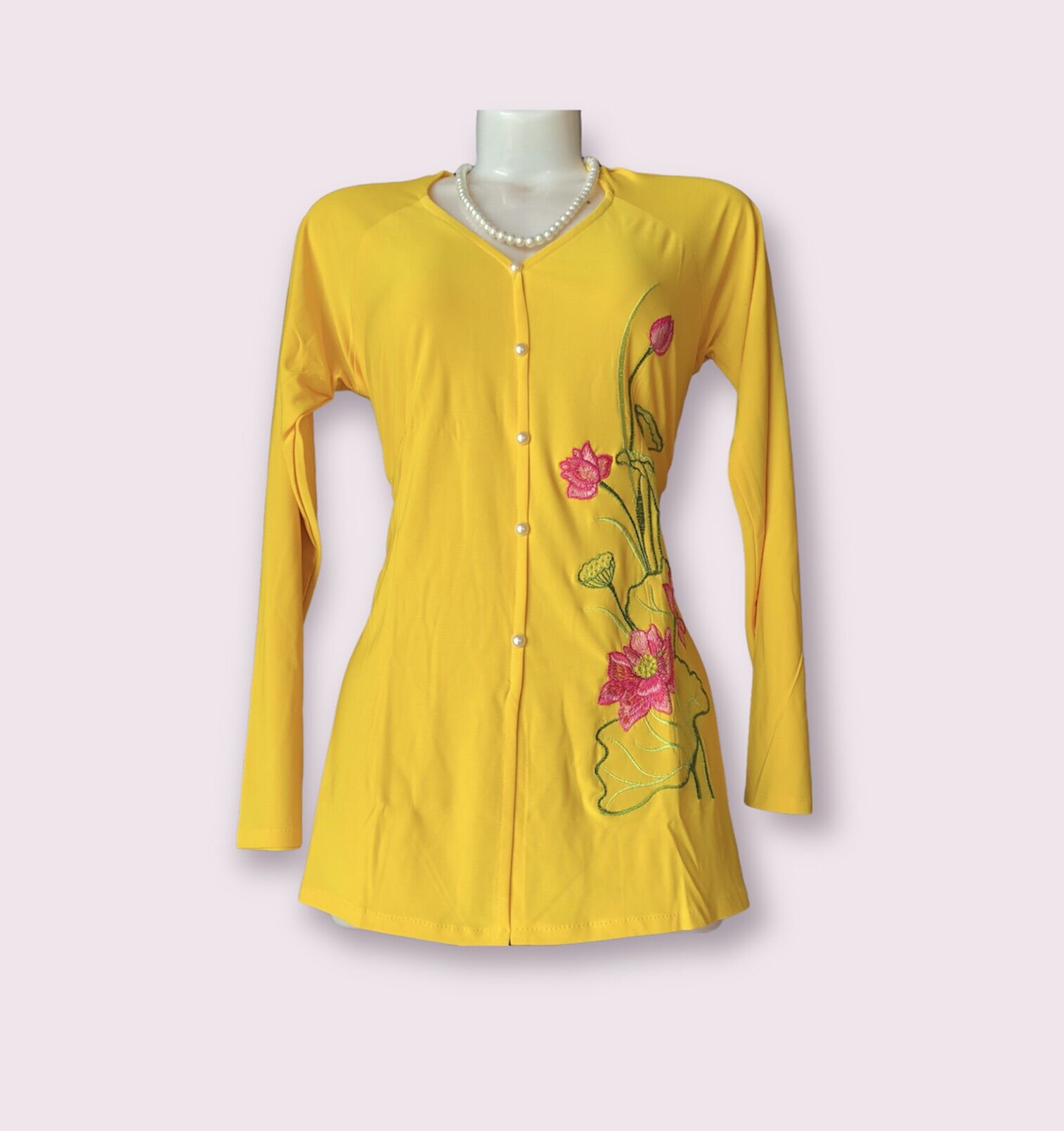 Áo bà ba nữ thêu hoa trực tiếp (40-76kg)-áo lẻ ko kèm quần