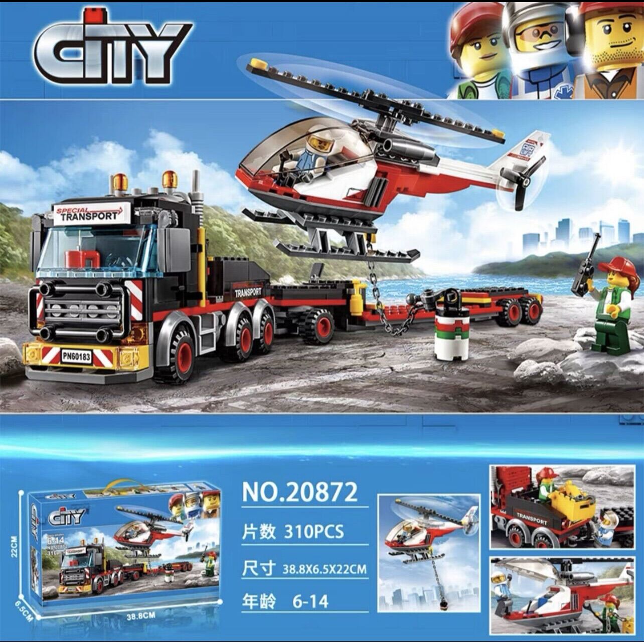 Lắp ráp xếp hình bela 10872 : Xe vận tải đầu công và máy bay trực thăng