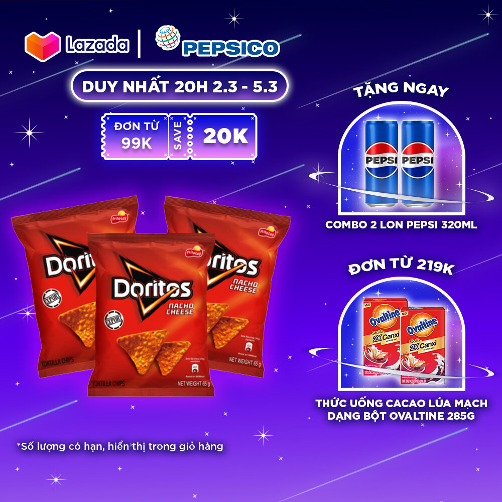 Combo 3 bánh snack Doritos vị Nacho Cheese 65gr