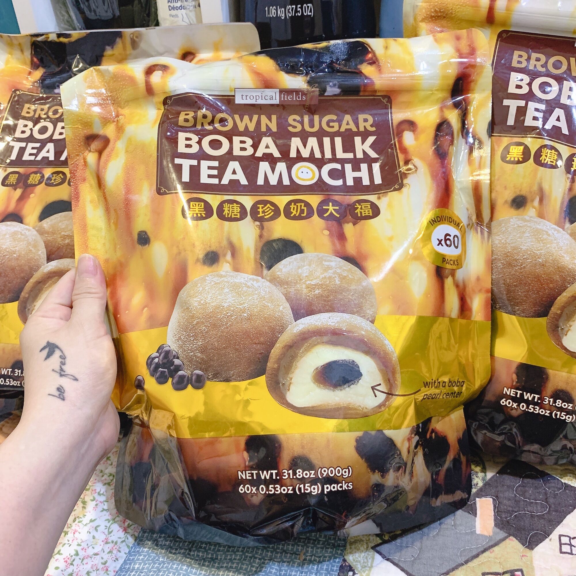 Date t8/2024-túi 900g 60 bánh bánh mochi trà sữa trân châu đường đen brown sugar boba milk tea mochi