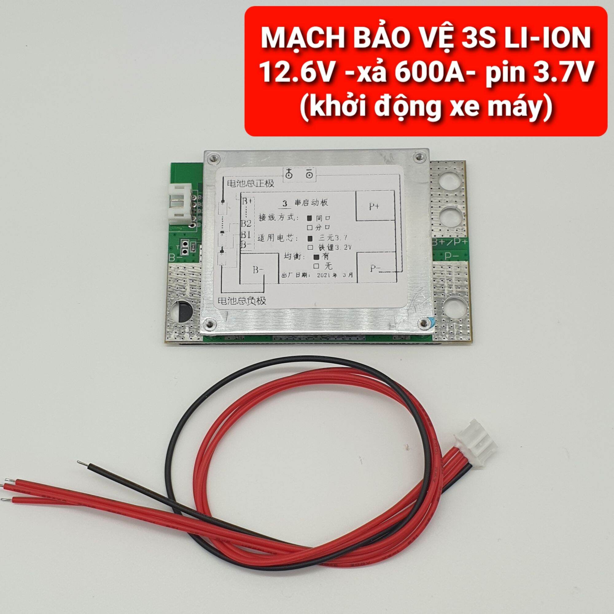 achun.vn - MẠCH BẢO VỆ PIN & KHỞI ĐỘNG XE MÁY 3S-12.6V XẢ 600A