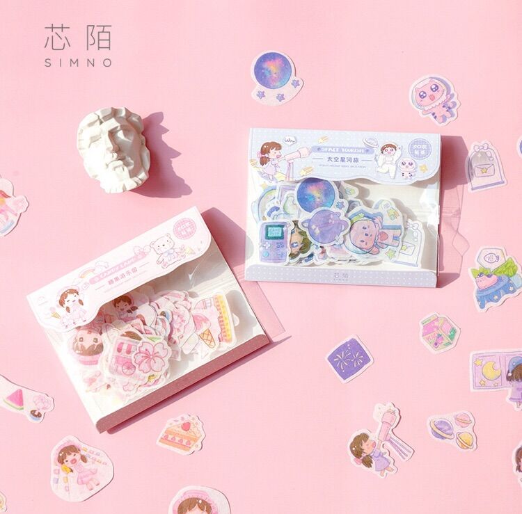 Set 50 sticker trang trí sổ/ bullet journal hình cô gái cute