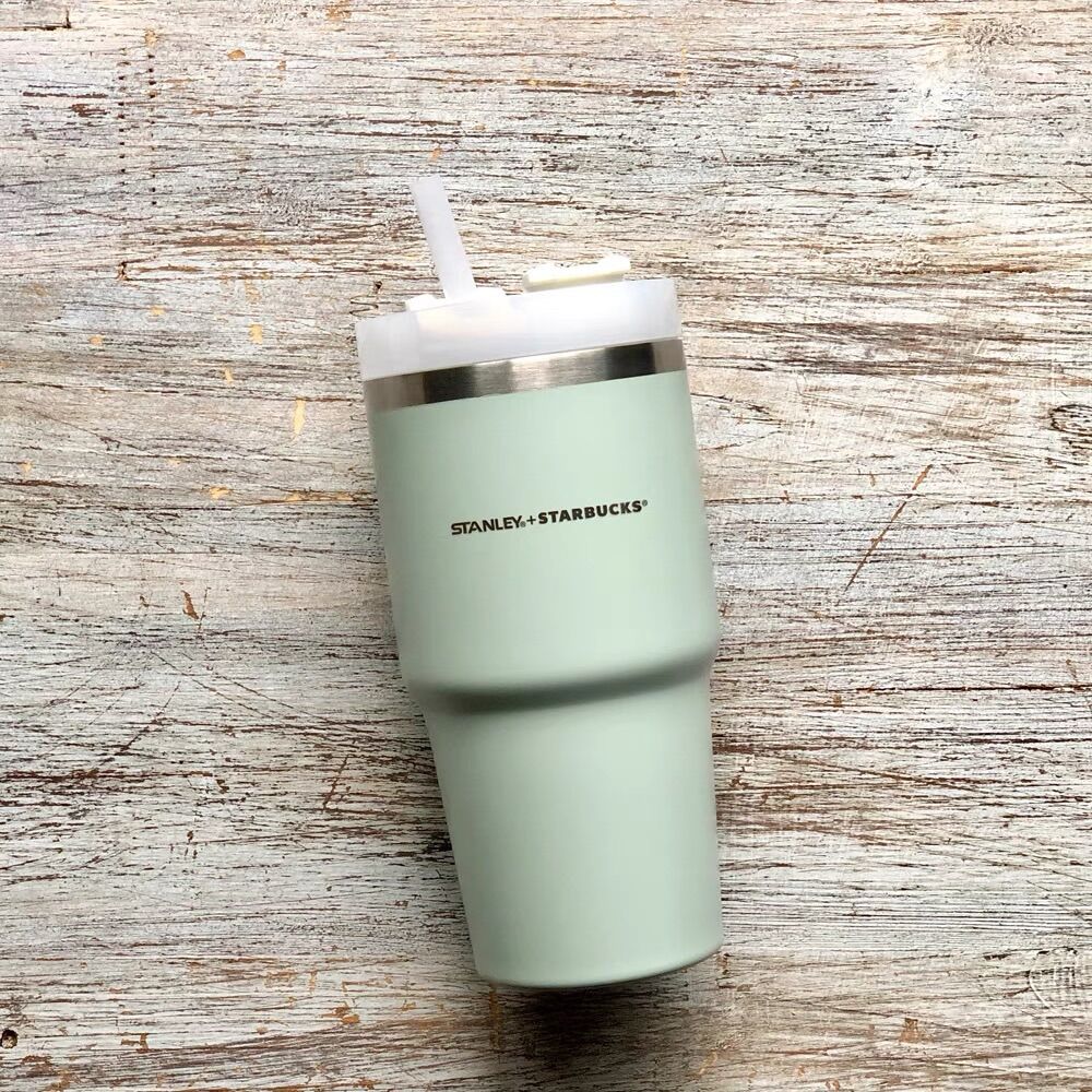 Ly cốc STARBUCKS + STANLEY đựng nước giữ nhiệt màu xanh Mint dung tích 590ml