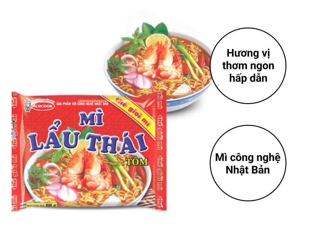 Thùng 30 gói mì Lẩu Thái tôm 80g