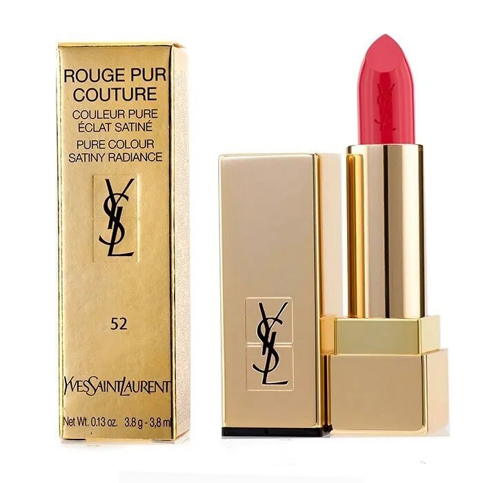 Son Y.S.L Rouge Pur Couture số 52 Rouge Rose màu hồng cam đào của Pháp thỏi fullsize 3.8gr