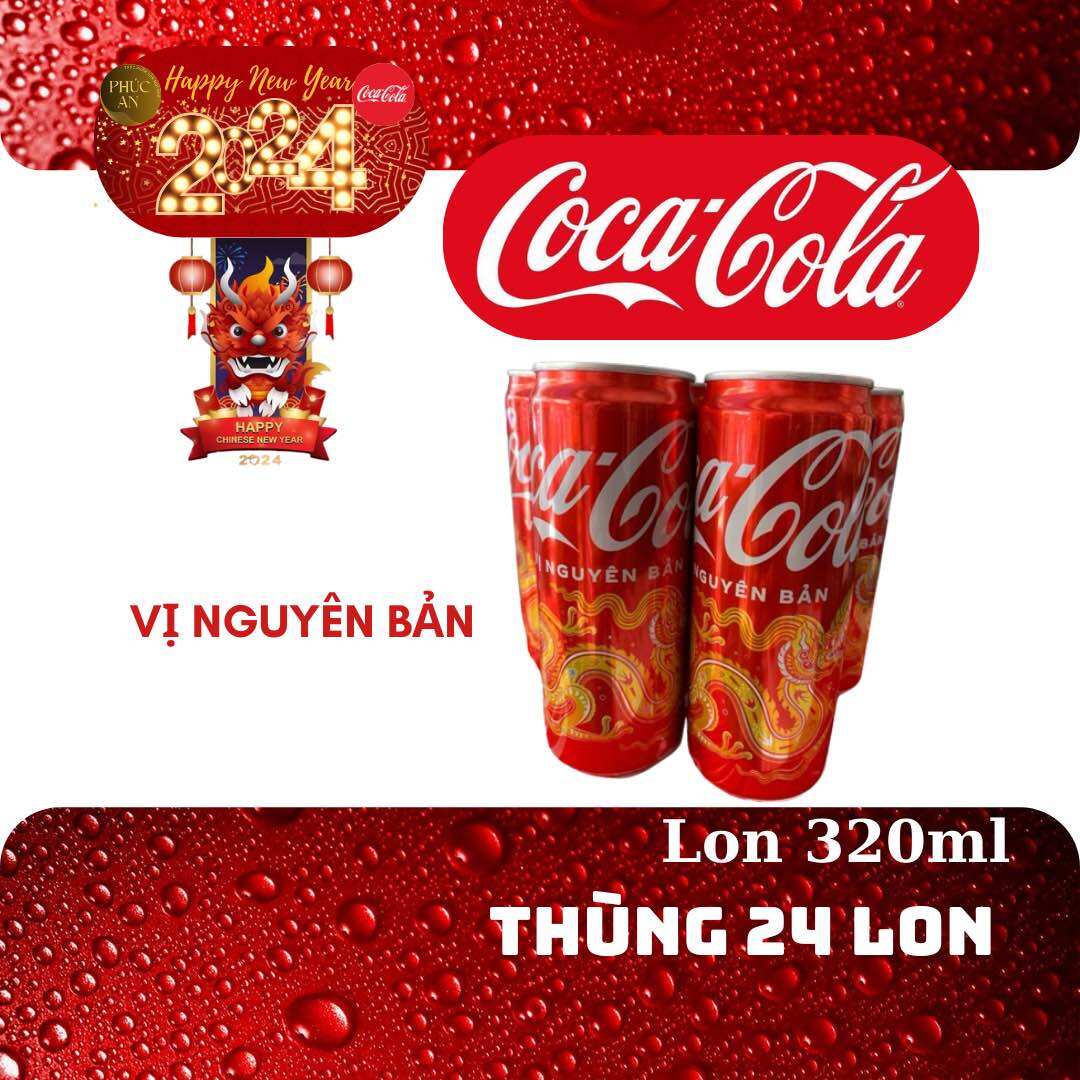 Thùng 24 lon nước ngọt có ga Coca Cola 320ml