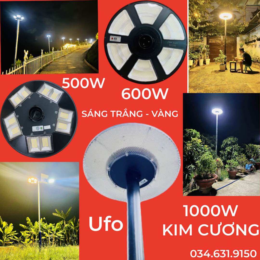 BÓNG ĐÈN NĂNG LƯỢNG MẶT TRỜI HÌNH ĐĨA BAY ( UFO ) CÔNG SUẤT 500W - 600W - 1000W  ÁNH SÁNG TRẮNG VÀ VÀNG DÙNG CHIẾU SÁNG ĐÈN ĐƯỜNG , CÔNG TRÌNH