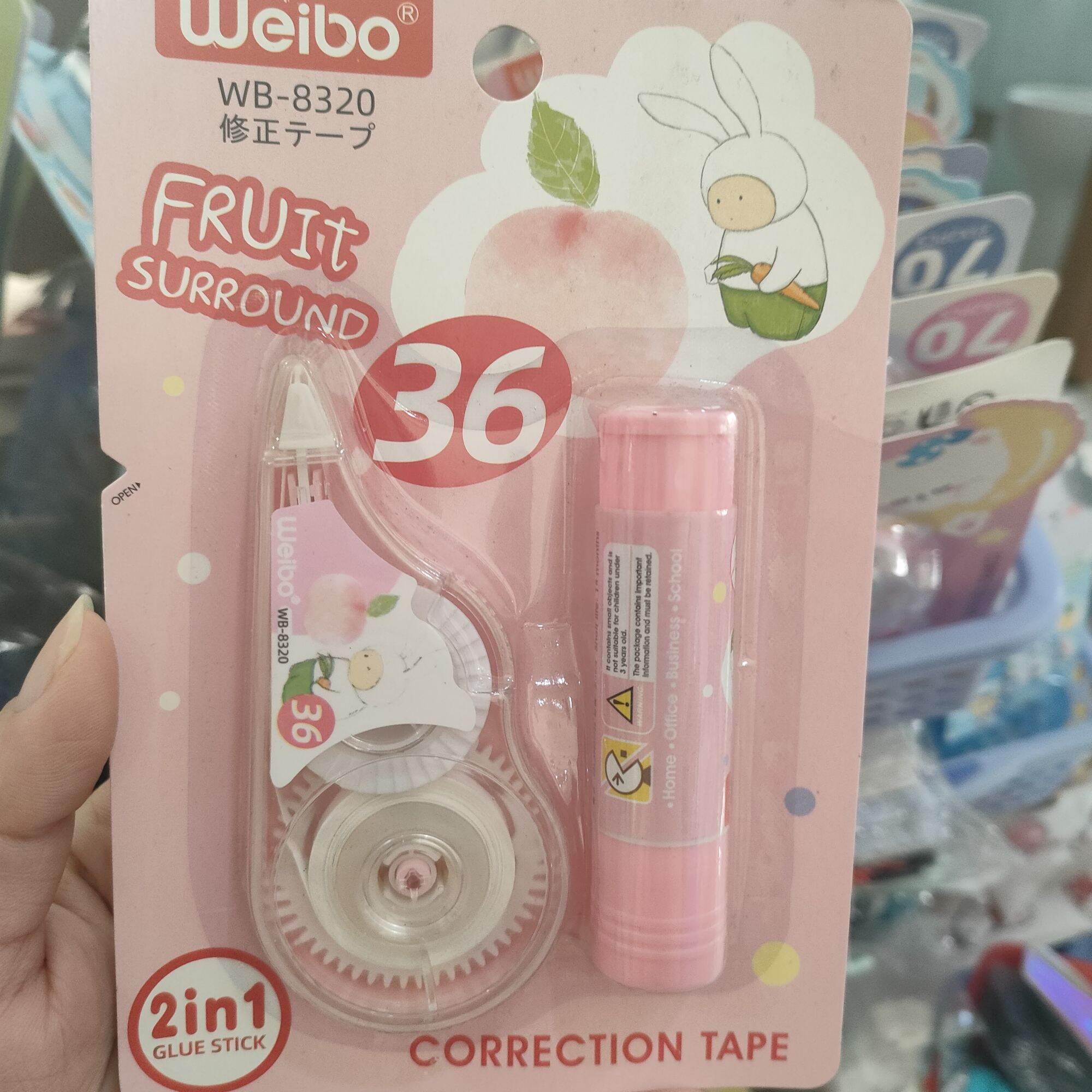 Bút xóa băng kéo 2in1 kèm 1 chai hồ khô wb 8320