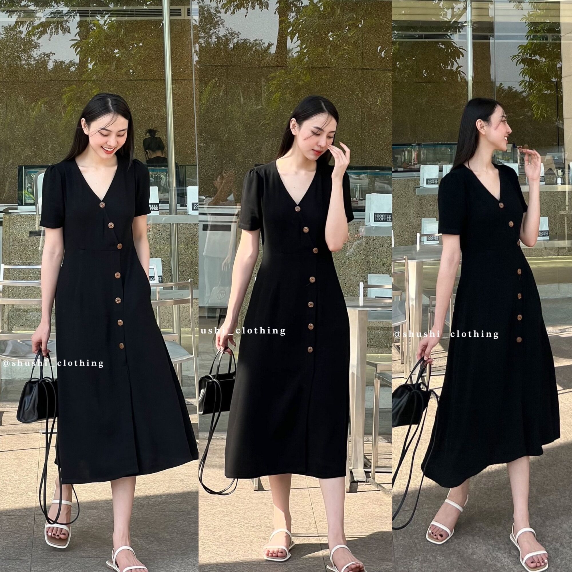 Bamboo Dress - Đầm Linen Cúc Gỗ ( ảnh chính chủ )