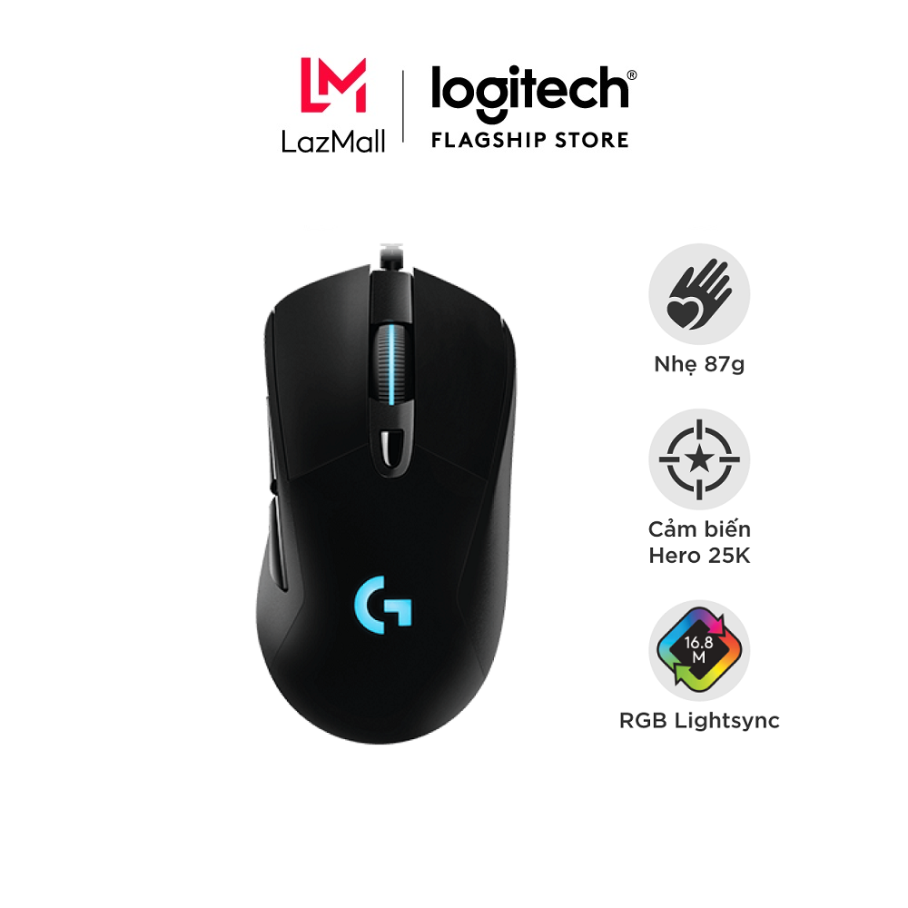 Chuột game có dây RGB Logitech G403 Hero - cảm biến 25k công thái học nhẹ 87g 6 nút lập trình