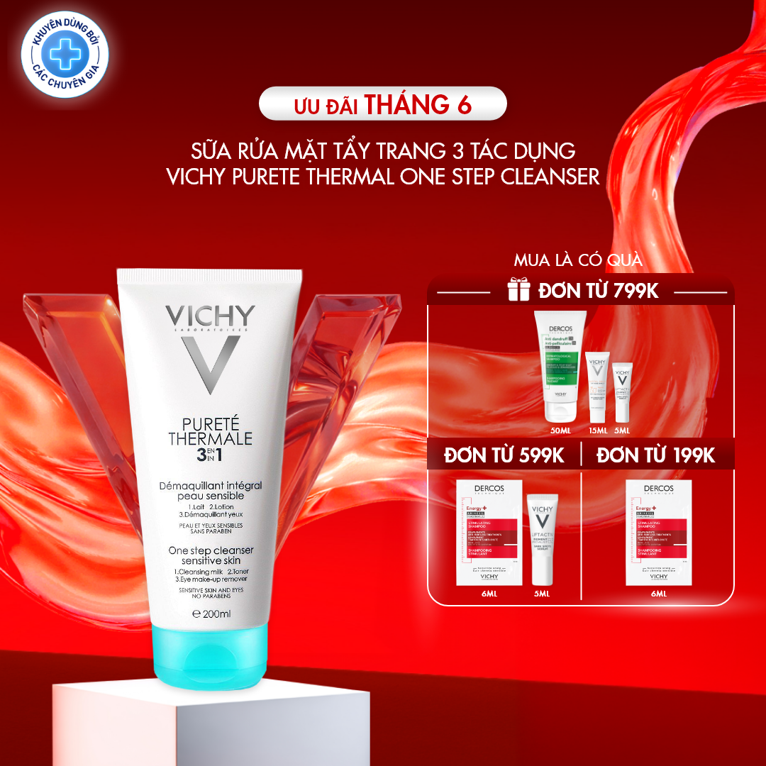 Sữa rửa mặt tẩy trang 3 tác dụng Vichy Purete Thermal One Step Cleanser