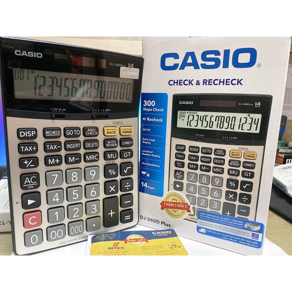 Máy Tính Casio DJ-240D Plus [Chính Hãng, 14 số]