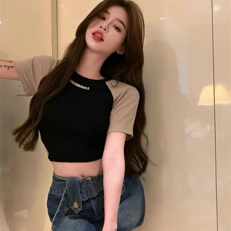 Áo croptop phối tay khoét eo BG LULU