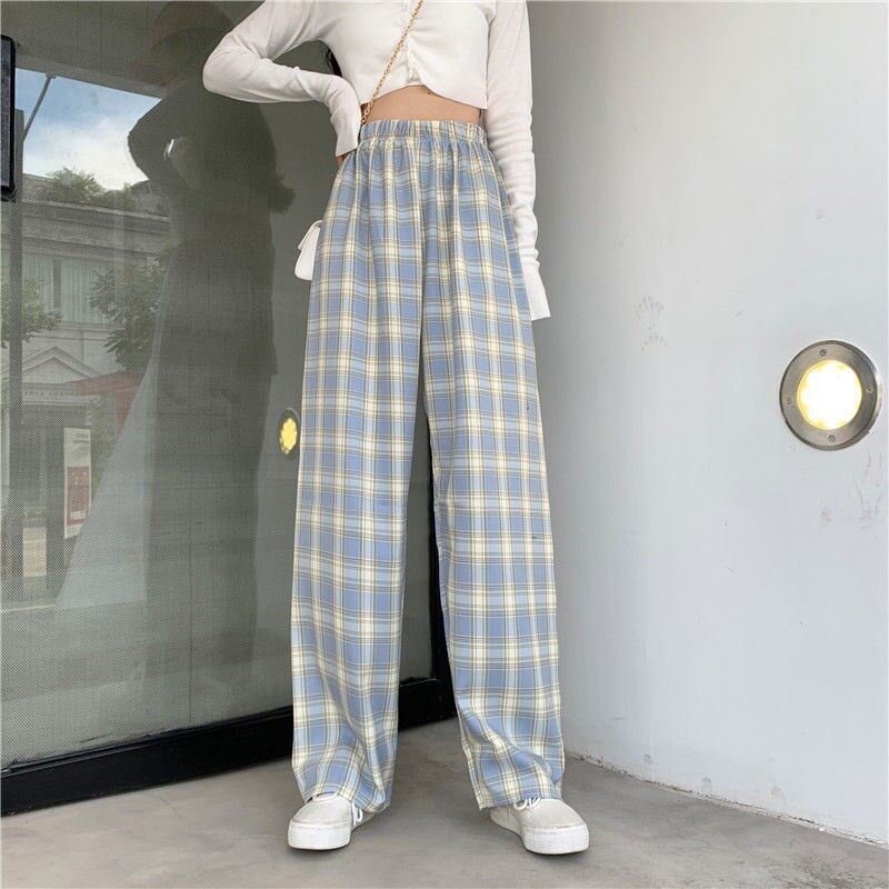 Quần Kẻ Sọc Caro Dáng Suông Phong Cách Hàn Quốc _ Quần Kẻ Caro Baggy Nam Nữ Ống Rộng Unisex