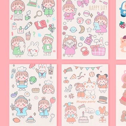 Set 4 tấm sticker trang trí siêu dễ thương