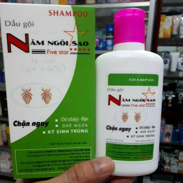 [Hcm]Dầu Gội Diệt Chí & Diệt Luôn Trứng Chí"Năm Ngôi Sao"60Ml!
