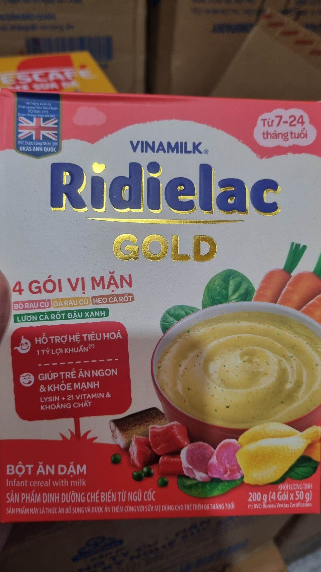 Bột ăn dặm RIDIELAC GOLD 4 gói vị mặn (hộp giấy 200g)